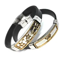 TRINETRI trending Black Stainless Steel copper  Gold plated Crown  Stars design couple  Best Friends Band bracelet for men  women-thumb4