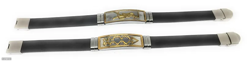 TRINETRI trending Black Stainless Steel copper  Gold plated Arrow cross Duble Heart  infinite design couple  Best Friends Band bracelet for men  women-thumb2