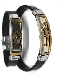 TRINETRI trending Black Stainless Steel copper  Gold plated Ghost Head  Scorpions design couple  Best Friends Band bracelet for men  women-thumb4