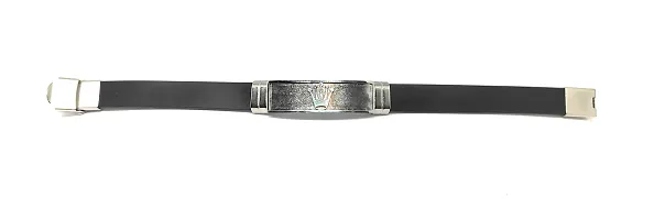 Trending Black Stainless Steel Silicon Wris Crown Fancy Band  Bracelet Men-thumb2