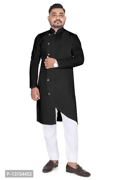 Men Solid Straight Kurta and Pyjama Set-thumb0