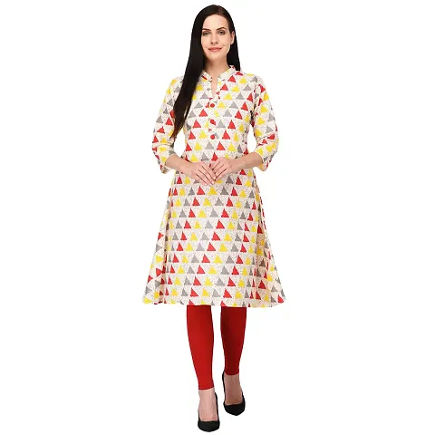 Stylish Cotton Printed A-Line Kurti