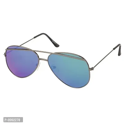 Arzonai Tebrow Aviator Shape Grey-Blue Mirrored UV Protection Sunglasses For Men  Women [MA-902-S12 ]