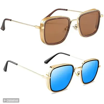 Modern Multicoloured Metal Sunglasses Pack Of 2