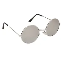 Arzonai Hammond Round Shape Silver-Silver Mirrored UV Protection Sunglasses For Men  Women [MA-040-S16 ]-thumb1