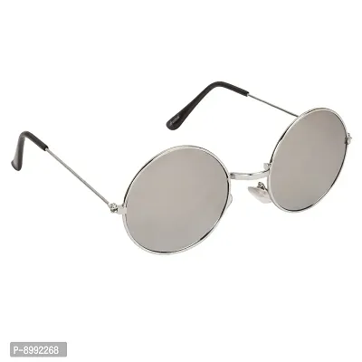 Arzonai Hammond Round Shape Silver-Silver Mirrored UV Protection Sunglasses For Men  Women [MA-040-S16 ]-thumb2