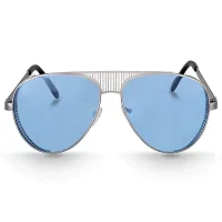 Arzonai Aviator Unisex Sunglasses Silver Frame , Blue Lens (Large) Pack of 1-thumb1