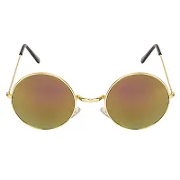 Arzonai Hammond Round Shape Golden-Orange Mirrored UV Protection Sunglasses For Men  Women [MA-040-S10 ]-thumb2