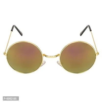 Arzonai Hammond Round Shape Golden-Orange Mirrored UV Protection Sunglasses For Men  Women [MA-040-S10 ]-thumb3