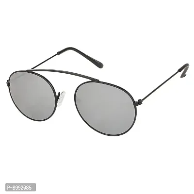 Arzonai Flynn Oval Shape Black-Silver Mirrored UV Protection Sunglasses For Men  Women [MA-199-S2 ]-thumb0