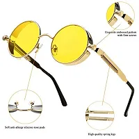 Arzonai Metal Steampunk Round Sunglasses Pack of 2, (Medium) (Yellow,Red)-thumb3