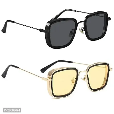 Modern Multicoloured Metal Sunglasses Pack Of 2