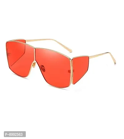 Arzonai Mens Oversized Sunglasses, Golden Frame, Red Lens (Large) Pack of 1