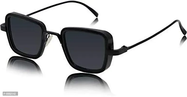 ARZONAI Unisex Adult Rectangular Sunglasses Black Frame, Black Lens (Medium)