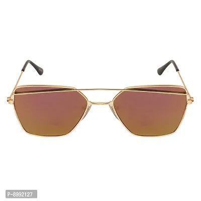 Arzonai Bennett Retro Square Shape Golden-Orange Mirrored UV Protection Sunglasses For Men  Women [MA-036-S3 ]-thumb3