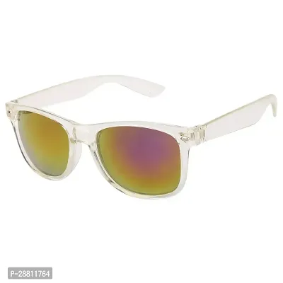 Trendy Wayfarer Square Shape Plastic Stylish Sunglasses For Women (Transparent-Purple-Mirror)