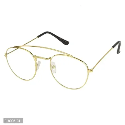 Arzonai Stylum Oval Shape Golden-Transparent UV Protection Sunglasses | Frame For Men  Women [MA-096-S2 ]-thumb0