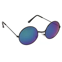 Arzonai Hammond Round Shape Black-Green Mirrored UV Protection Sunglasses For Men  Women [MA-040-S1 ]-thumb1