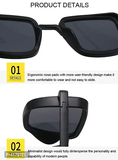 Trendy Black Rectangle Sunglass For Men And Women-thumb3