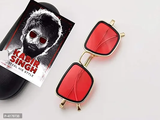 Trendy Red Metal Square Sunglass For Men And Boys