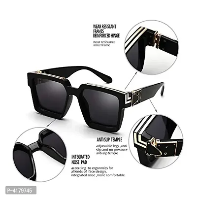 Trendy Black Plastic  Square Sunglass For Men And Women-thumb5