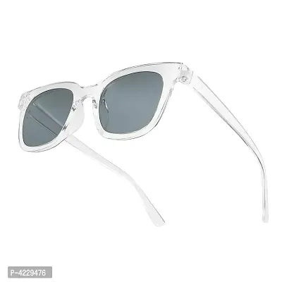 Retro Square Stylish Unisex Sunglasses (Transparent-Black)