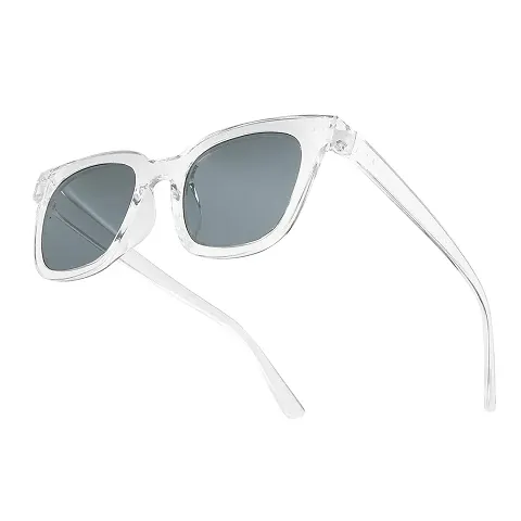 Retro Square Stylish Unisex Sunglasses (Transparent-Black)