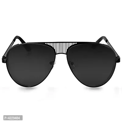 Trendy Metal Branded Aviator Shape Stylish Sunglasses For Men  Woman (Black-Black)-thumb2