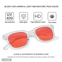 Retro Square Stylish Unisex Sunglasses (Transparent-Red)-thumb3