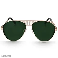 Trendy Metal Branded Aviator Shape Stylish Sunglasses For Men  Woman (Golden-Green)-thumb1