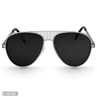 Trendy Metal Branded Aviator Shape Stylish Sunglasses For Men  Woman (Silver-Black)-thumb1