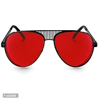 Trendy Metal Branded Aviator Shape Stylish Sunglasses For Men  Woman (Black-Red)-thumb1