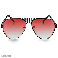 Trendy Metal Branded Aviator Shape Stylish Sunglasses For Men  Woman (Black-Red Mirror)-thumb1