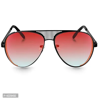Trendy Metal Branded Aviator Shape Stylish Sunglasses For Men  Woman (Black-Red Mirror)-thumb2