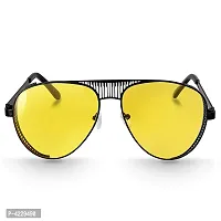 Trendy Metal Branded Aviator Shape Stylish Sunglasses For Men  Woman (Black-Yellow)-thumb1