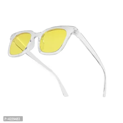 Retro Square Stylish Unisex Sunglasses (Transparent-Yellow)
