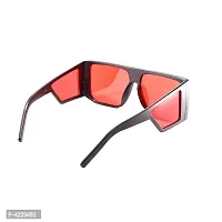 Modern Oversized Sahil Khan Inspired | Shahid Kapoor Inspired Square Shape Stylish Unisex Sunglasses ( Black-Red)-thumb3