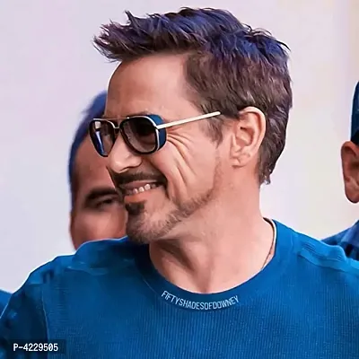 Iron Man 3 Tony Stark Inspired Branded Aviator Steampunk Retro Vintage Fashion Sunglasses For Men  Women (Black-Black)-thumb2