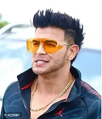 Oversized Badshah Inspired | Sahil Khan Inspired Stylish Sunglasses For Men  Women Large (Gold-Yellow)-thumb1