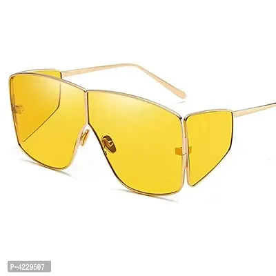 Oversized Badshah Inspired | Sahil Khan Inspired Stylish Sunglasses For Men  Women Large (Gold-Yellow)-thumb0