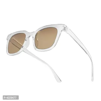 Retro Square Stylish Unisex Sunglasses (Transparent-Brown)