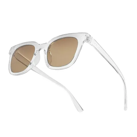 Retro Square Stylish Unisex Sunglasses (Transparent-Brown)