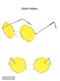 Yellow Color UV Protection Octagonal Sunglasses/Frame For Men  Women-thumb2