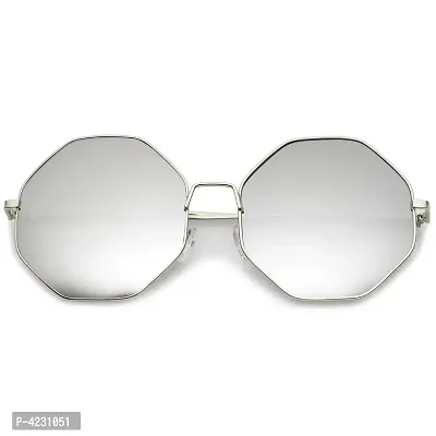 Silver Color UV Protection Octagonal Sunglasses/Frame For Men  Women