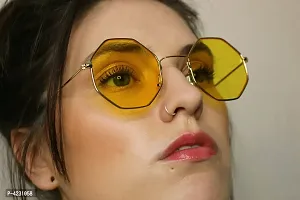 Yellow Color UV Protection Octagonal Sunglasses/Frame For Men  Women-thumb4