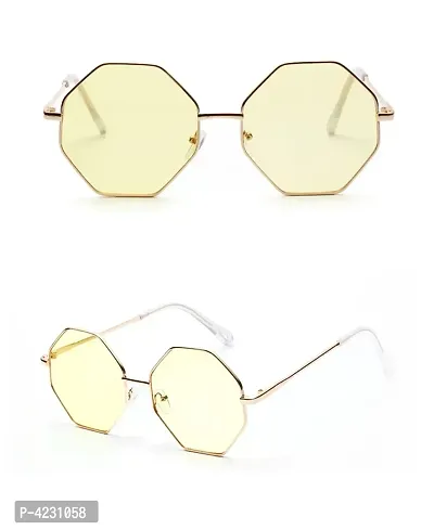 Yellow Color UV Protection Octagonal Sunglasses/Frame For Men  Women-thumb2