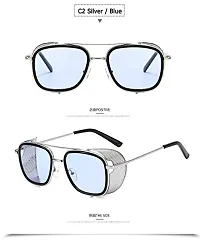 Stylish Metal Blue Square Sunglasses For Unisex-thumb2