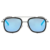 Stylish Metal Blue Square Sunglasses For Unisex-thumb1