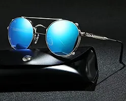 Stylish Metal Black Round Sunglasses For Unisex-thumb2