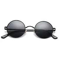 Stylish Metal Black Round Sunglasses For Unisex-thumb4